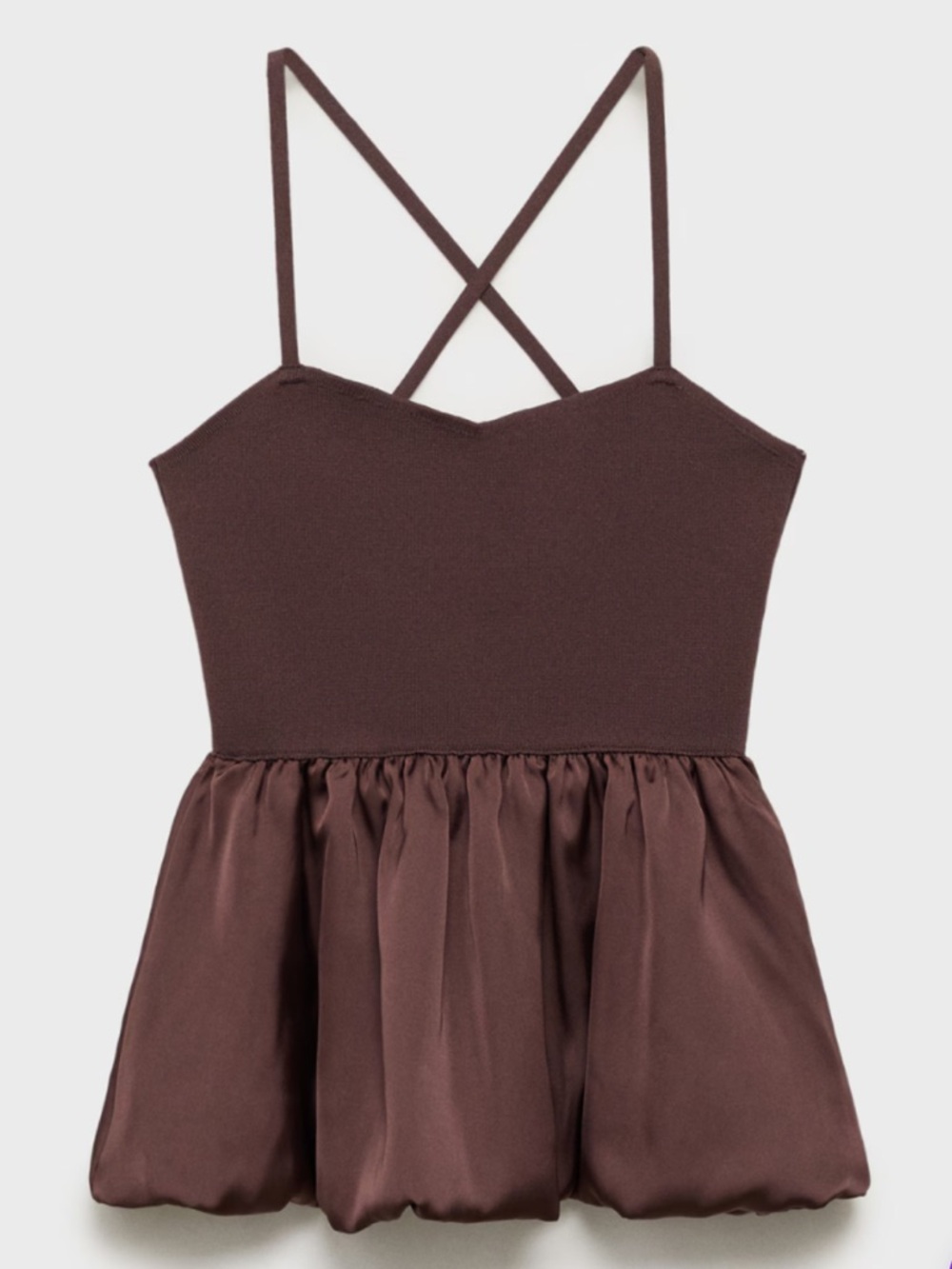 Mango Ribbed Satin Tank Top in Warm Brown NWT, Sz M